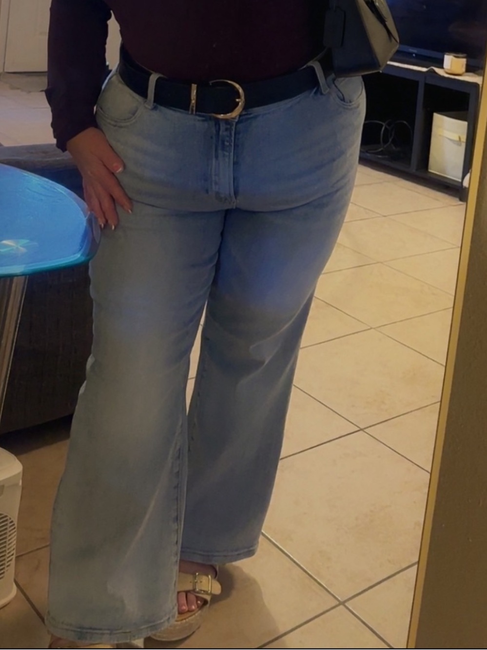 High-Rise Wide Leg Jeans in Light Blue